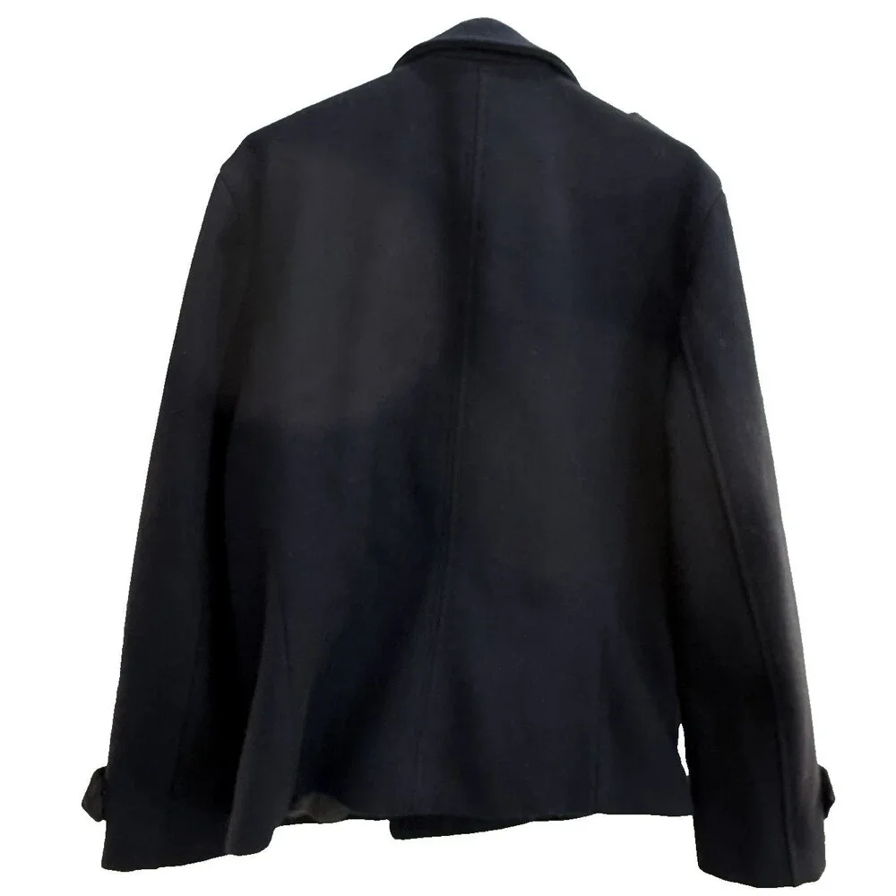 Express Mens Navy Double Breasted Wool Blend Sz M Peacoat Military Jacket
